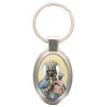 Porte-clés en métal de couleur argenté de forme ovale H. 4.3 cm. Livré en boite cadeaux. Existe avec différents Saints.