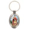 Porte-clés en métal de couleur argenté de forme ovale H. 4.3 cm. Livré en boite cadeaux. Existe avec différents Saints.
