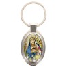 Porte-clés en métal de couleur argenté de forme ovale H. 4.3 cm. Livré en boite cadeaux. Existe avec différents Saints.