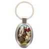 Porte-clés en métal de couleur argenté de forme ovale H. 4.3 cm. Livré en boite cadeaux. Existe avec différents Saints.