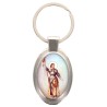 Porte-clés en métal de couleur argenté de forme ovale H. 4.3 cm. Livré en boite cadeaux. Existe avec différents Saints.