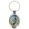 Porte-clés en métal de couleur argenté de forme ovale H. 4.3 cm. Livré en boite cadeaux. Existe avec différents Saints.