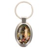 Porte-clés en métal de couleur argenté de forme ovale H. 4.3 cm. Livré en boite cadeaux. Existe avec différents Saints.