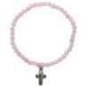 Bracelet sur elastique en pierre naturelle ou synthetique Ø 4 mm avec croix. Plusieurs modeles..
