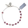 Bracelet chaîne, perles rondes en semi cristal Ø 4 mm, avec médaille de la Vierge Miraculeuse