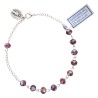Bracelet chaîne, perles rondes en semi cristal Ø 4 mm, avec médaille de la Vierge Miraculeuse