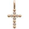 Croix de cou arrondie en plaqué or avec pierres OZ, H. 1.5 cm. Livrée en boite.