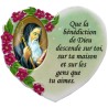 Magnet en résine en forme de coeur H. 6 x 6.5 cm, avec prière pour la maison et résine de diiférents Saints.