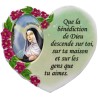 Magnet en résine en forme de coeur H. 6 x 6.5 cm, avec prière pour la maison et résine de diiférents Saints.
