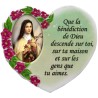 Magnet en résine en forme de coeur H. 6 x 6.5 cm, avec prière pour la maison et résine de diiférents Saints.