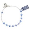 Bracelet chaîne, perles rondes en semi cristal Ø 4 mm, avec médaille de la Vierge Miraculeuse