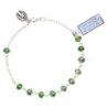 Bracelet chaîne, perles rondes en semi cristal Ø 4 mm, avec médaille de la Vierge Miraculeuse