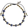 Bracelet dizainier réglable sur corde, grains en pierre 6 mm, croix en métal. Disponible en différentes pierres..