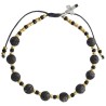 Bracelet dizainier réglable sur corde, grains en pierre 6 mm, croix en métal. Disponible en différentes pierres..