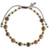Bracelet dizainier réglable sur corde, grains en pierre 6 mm, croix en métal. Disponible en différentes pierres..