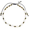 Bracelet dizainier réglable sur corde, grains en pierre 6 mm, croix en métal. Disponible en différentes pierres..
