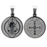 Medaille en acier inoxydable de couleur argentee, gravee au laser de saint Benoit . Plusieurs tailles.