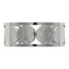 Bracelet manchette de Saint Benoit en acier inoxydable de couleur argenté, ajustable au poignet. Ø intérieur 6.3 cm.