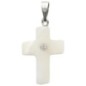Croix de cou en coquille naturelle avec zircon au centre, H. 2 cm