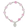 Bracelet dizainier sur élastique pour enfant avec grains œil de chat Ø 6 mm et médaille en métal de la Vierge Miraculeuse.