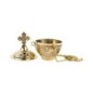 Brûle-encens ciselé avec croix et chaîne, H 10 cm, Ø 6 cm.