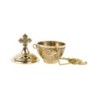 Brûle-encens ciselé avec croix et chaîne, H 10 cm, Ø 6 cm.