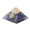 Pyramide Orgonite avec fleur de vie, L. 8 cm. Plusieurs pierres.