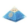 Pyramide Orgonite avec fleur de vie, L. 8 cm. Plusieurs pierres.