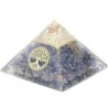 Pyramide Orgonite avec arbre de vie, L. 10 cm. Plusieurs pierres.