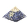 Pyramide Orgonite avec symbole metatron, L. 8 cm. Plusieurs pierres.