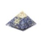 Pyramide Orgonite avec symbole metatron, L. 6 cm. Plusieurs pierres.