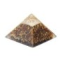 Pyramide Orgonite avec symbole Energie, L. 8 cm. Plusieurs pierres.