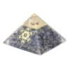 Pyramide Orgonite avec symbole metatron, L. 8 cm. Plusieurs pierres.
