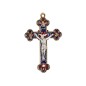 Croix baroque couleur doree et emaillee avec Christ metal couleur argentee.