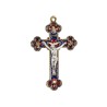 Croix baroque couleur doree et emaillee avec Christ metal couleur argentee.