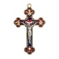 Croix baroque couleur doree et emaillee avec Christ metal couleur argentee.