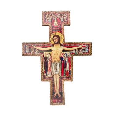 Croix de saint Francois image collee sur contre plaque, plusieurs tailles.