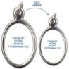 Medaille metal couleur argentee ovale H.1,5 cm avec resine, plusieurs saints.