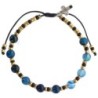 Bracelet dizainier réglable sur corde, grains en pierre 6 mm, croix en métal. Disponible en différentes pierres..