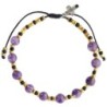 Bracelet dizainier réglable sur corde, grains en pierre 6 mm, croix en métal. Disponible en différentes pierres..