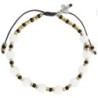 Bracelet dizainier réglable sur corde, grains en pierre 6 mm, croix en métal. Disponible en différentes pierres..