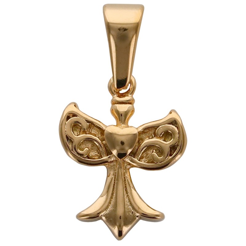 Pendentif ange de couleur dorée en acier inoxydable. H 1.4 cm.