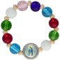 Dizainier sur élastique grains en verre multicolore Ø 8 mm avec résine de la Vierge Miraculeuse.