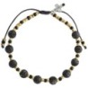 Bracelet dizainier réglable sur corde, grains en pierre 6 mm, croix en métal. Disponible en différentes pierres..
