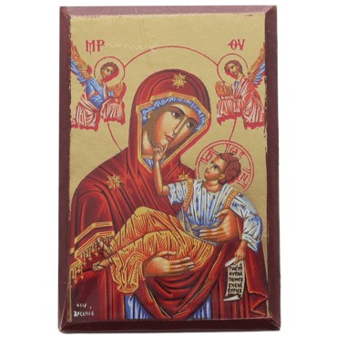 Icone en bois serigraphiee a suspendre ou a poser H.9x6 cm, plusieurs sujets.