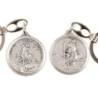 Porte-clés double face en métal couleur argentée Ø 3,2 cm saint Christophe et un saint.