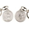 Porte-clés double face en métal couleur argentée Ø 3,2 cm saint Christophe et un saint.