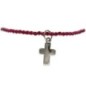 Bracelets extensibles avec des strass de couleur bleu ou rose Ø 2.5 mm, et une croix.