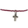 Bracelets extensibles avec des strass de couleur bleu ou rose Ø 2.5 mm, et une croix.