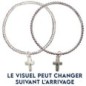 Bracelets extensibles avec des strass de couleur bleu ou rose Ø 2.5 mm, et une croix.